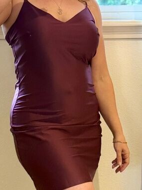 Commando Burgundy Stretch Slip Dress Minimal Chic Medium